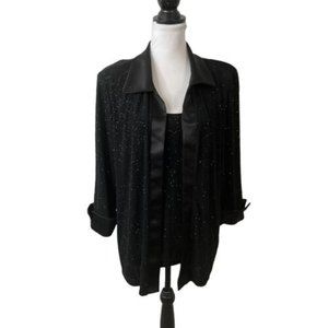 R&M COLLECTION Blouse Jacket Size XL Black Fancy Elegant Sparkle Evening Party